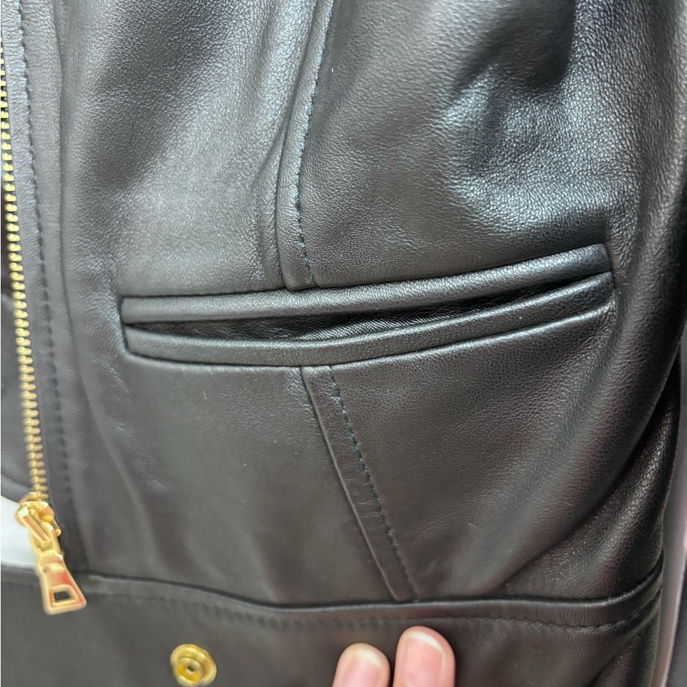 MODA International Genuine Leather Jacket Y2K Fitted Moto‎ in Black - SIZE XS - Picture 7 of 16